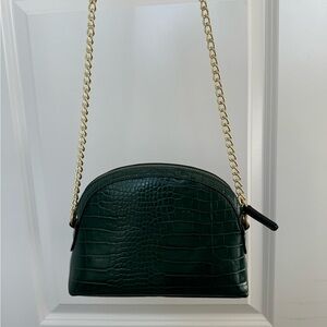 Forever 21 Dark Green Croc-Embossed Crossbody Bag